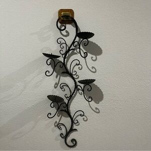 Elegant Black Metal Wall Sconce Candle Holder Candelabra